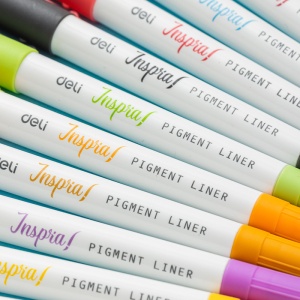 Liner pigment 2 capete 0.5/1 mm, 12 buc/set, DELI Inspira - Img 5