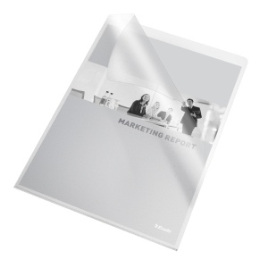 Mapa de plastic, deschidere tip L, 115 microni, A4, transparent, 10 buc/set ESSELTE