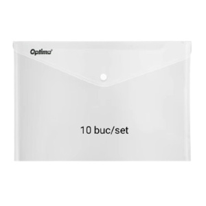 Mapa plastic, cu capsa, A6, transparent, 10 buc/set, OPTIMA