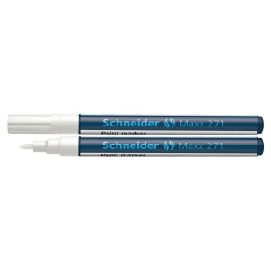 Marker cu vopsea, varf 1-2 mm, alb, SCHNEIDER Maxx 271