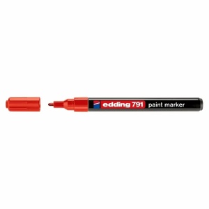 Marker cu vopsea, varf 1-2 mm, rosu, EDDING 791