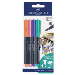 Marker permanent, 4 culori/set, Creative FABER CASTELL