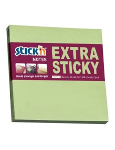 Notes adeziv extra-sticky 76x76 mm, 90 file, verde, STICK'N Pastel