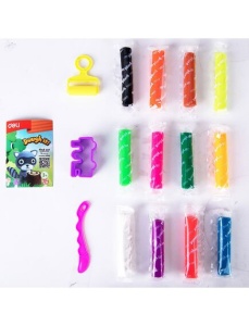 Plastilina 12 culori/set, 140 g, galetusa si 3 forme modelaj, DELI - Img 4