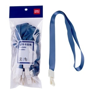 Snur textil pentru ecuson 1.5 cm, capsa plastic, 12 buc/set, albastru, DELI