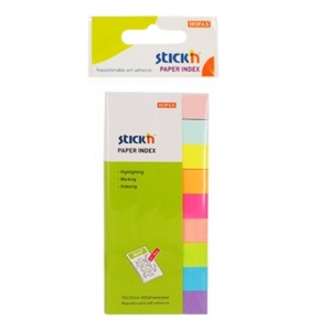 Stick index hartie color 50x12 mm, 9x50 file/set, culori neon, STICK'N