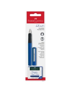 Stilou scolar FABER-CASTELL+ set 6 rezerve, albastru