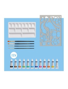 Tempera acuarele cu paleta si pensule pictura, 18 piese/set, FABER-CASTELL - Img 2