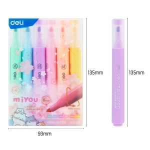 Textmarker pastel Mi You DELI Macaron, 6 buc/set - Img 2
