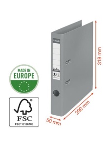 Biblioraft A4 plastifiat PP/PP, 5 cm, gri, ESSELTE NO. 1 Power - Img 3