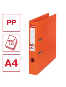 Biblioraft A4 plastifiat PP/PP, 5 cm, portocaliu, ESSELTE NO. 1 Power - Img 3