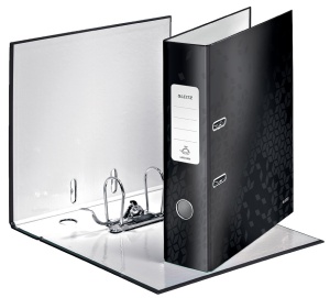 Biblioraft carton laminat, A4, 8 cm, negru, LEITZ WOW 180 - Img 2