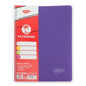 Caiet cu spirala A4, 120 file, 4 separatoare, coperta plastic, DACO - Img 3