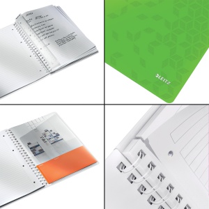 Caiet cu spirala A4, 80 file, dictando, verde, LEITZ WOW - Img 3
