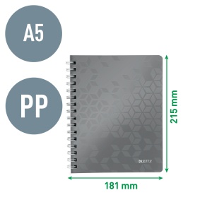 Caiet cu spirala A5, 80 file, dictando, mov, LEITZ WOW - Img 4