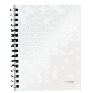 Caiet cu spirala A5, 80 file, matematica, alb, LEITZ WOW