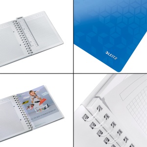 Caiet cu spirala A5, 80 file, matematica, albastru, LEITZ WOW - Img 3