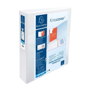 Caiet mecanic A4+, 4 inele, 50 mm, 2 buzunare, alb, EXACOMPTA