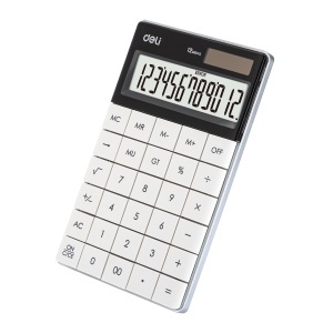 Calculator de birou cu 12 digiti, alb, DELI 1589 - Img 3