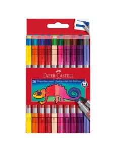 Carioci cu 2 capete, 20 culori/set, FABER-CASTELL