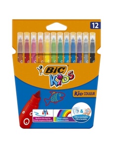 Carioci ultralavabile, 12 culori/set, BIC Kid Couleur