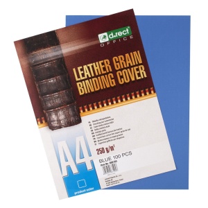 Coperti carton imitatie piele A4 250 g/mp, 100 buc/set, albastru, D.RECT