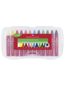 Creioane cerate, 12 culori/set, FABER-CASTELL Jumbo