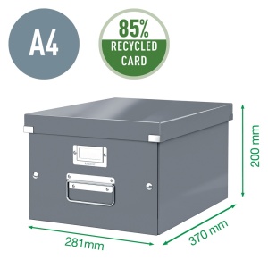 Cutie depozitare medie, 369x281x200 mm, carton, albastru, LEITZ Click&Store - Img 4