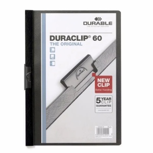 Dosar plastic A4 cu clema pivotanta, 60 coli, negru, DuraClip DURABLE