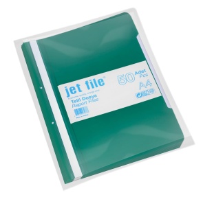 Dosar plastic cu sina si gauri, 50 buc/set, verde, JETFILE