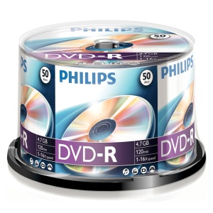 DVD-R PHILIPS, 50 buc./cutie, 4.7GB