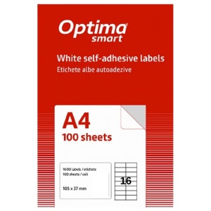 Etichete autoadezive albe, 16/A4, 105x37mm, 100 coli/top, OPTIMA