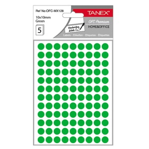 Etichete autocolante rotunde, 10 mm, 540 buc/set, verde, TANEX