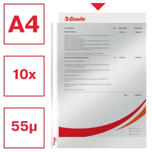 File protectie cristal, A4, 55 microni, 10 buc/set ESSELTE Recycled - Img 2
