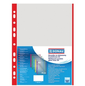 Folie protectie cu margine color, 40 microni, 100 buc/set, rosu, DONAU