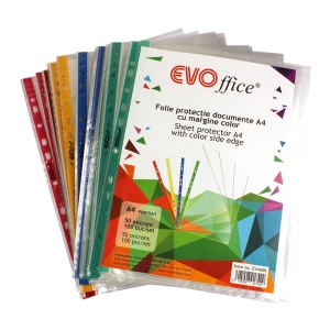 Folii cu margine color, 50 microni, 100 buc/set, EVOffice