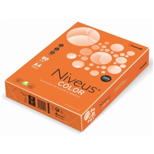 Hartie colorata A4, 80 g/mp, 500 coli/top, portocaliu intens, NIVEUS