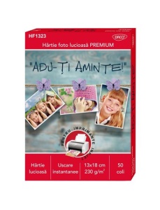 Hartie foto inkjet lucioasa, 13x18 cm, 230 g/mp, 50 coli/top, DACO