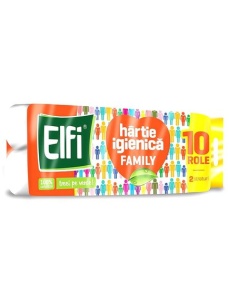 Hartie igienica, 2 straturi, 10 role/set, ELFI Family