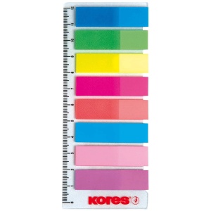 Index autoadeziv din plastic, 12x45 mm, 8 culori x 25 file/set, KORES - Img 2