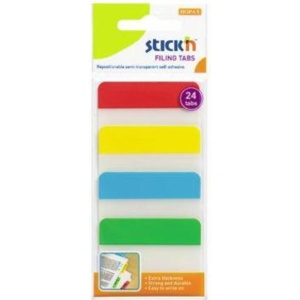 Index plastic transparent 38x51 mm, 4 culori neon x 6 file/set, STICK'N