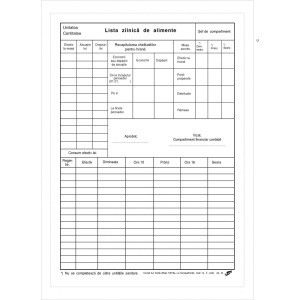 Lista zilnica de alimente, A4, fata-verso, 100 file/set
