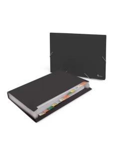 Mapa de plastic, 12 compartimente, negru, FORPUS