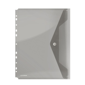 Mapa plastic A4 cu capsa, perforatii si clapeta in V, 4 buc/set, fumuriu, OPTIMA