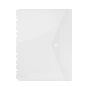 Mapa plastic A4 cu capsa, perforatii si clapeta in V, 4 buc/set, transparent, OPTIMA