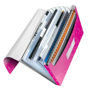 Mapa plastic cu elastic, 6 compartimente, A4, roz, LEITZ WOW - Img 2