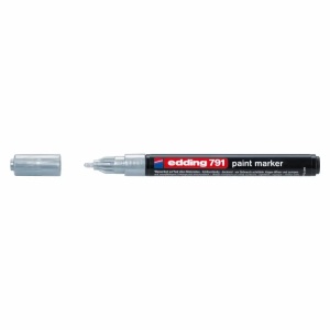 Marker cu vopsea, varf 1-2 mm, argintiu, EDDING 791