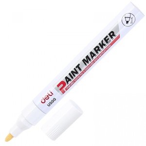 Marker cu vopsea, varf 2.0 mm, alb, DELI U500