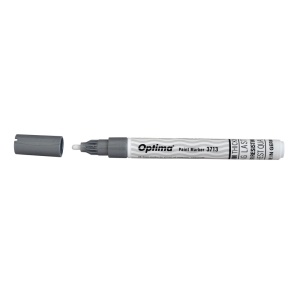 Marker cu vopsea, varf rotund 1-2mm, argintiu, Optima Paint 3713