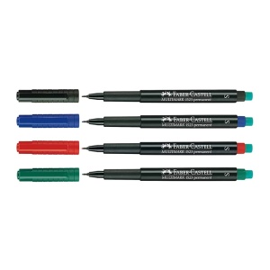 Marker permanent, varf rotund 0,6 mm, 4 culori/set, FABER-CASTELL Multimark F - Img 2